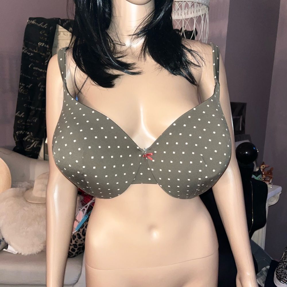 Cacique Green Polka Dot True Embrace T-Shirt Bra sz 44DDD